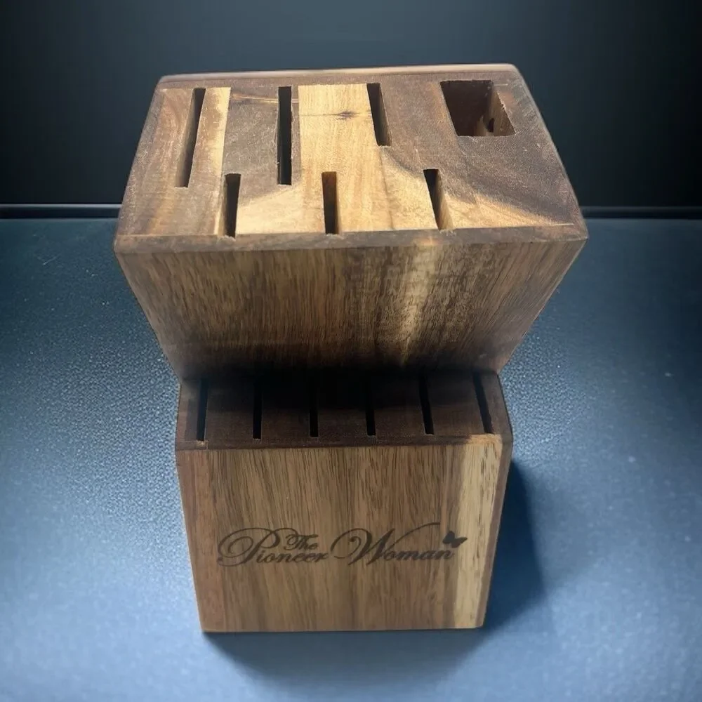 PIONEER WOMEN Wooden Wood Knife Block with 13 Slots